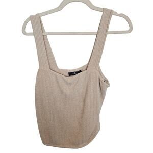 Lulus Tank Top Cropped Tank Top Knit Top Women L Tan Square Neck Tank Top NEW